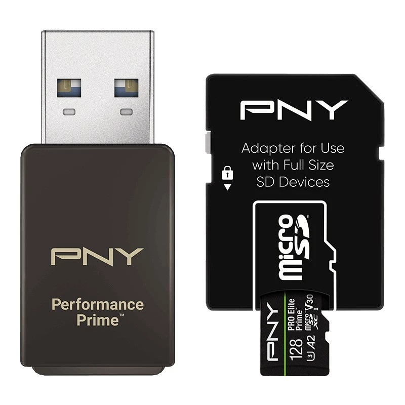 Tarjeta de memoria microSDXC Elite Prime 128GB + adaptador SD + lector de tarjetas USB-A