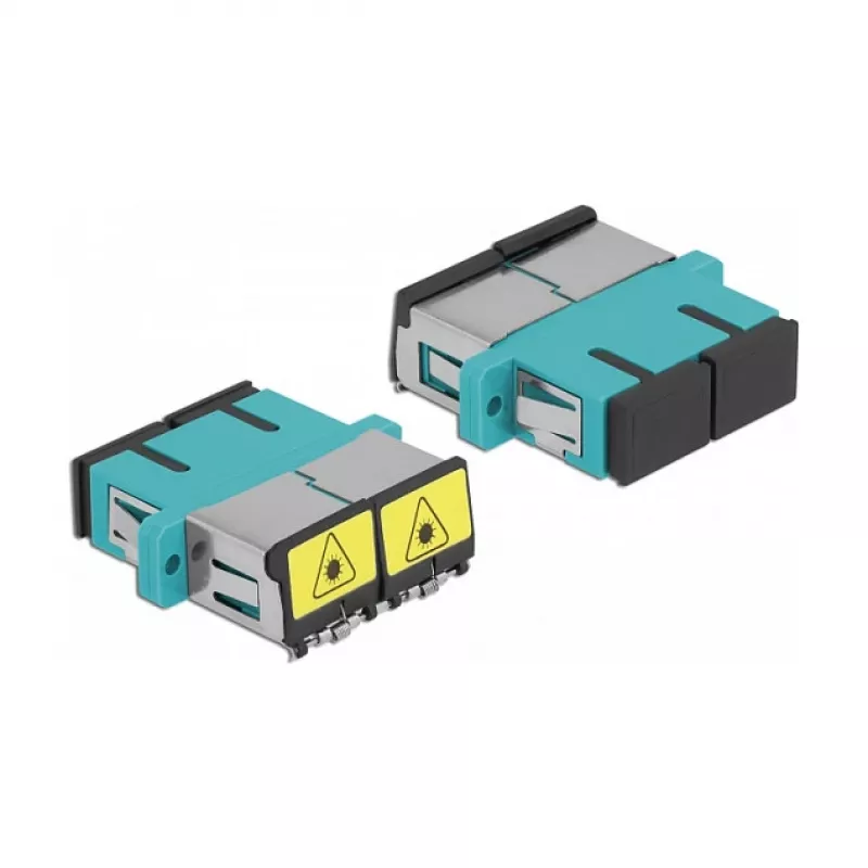 Acoplador de fibra óptica DeLOCK 86895 SC dúplex hembra a hembra multimodo aqua