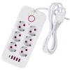 Regleta de enchufes MACLEAN MCE389 W — 6 enchufes, 4×USB-A, 1×USB-C, 2500W, 110–240V, cable de 1,5 m, blanca