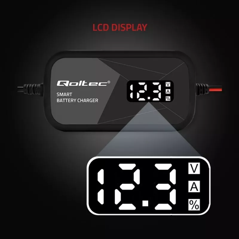 Cargador de baterías QOLTEC 52492 12V 2A con control por microprocesador y regeneración de celdas