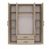 Armario ropero Topeshop ROMANA 160 SON 11 baldas 4 puertas roble
