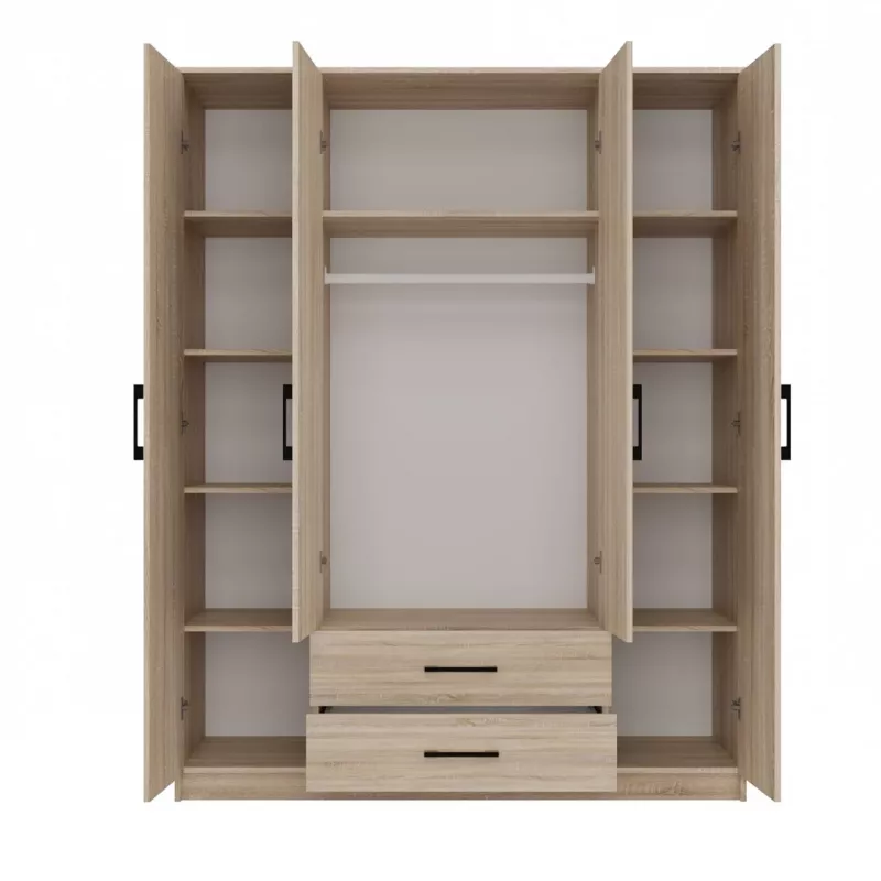 Armario ropero Topeshop ROMANA 160 SON 11 baldas 4 puertas roble