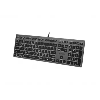 Teclado con cable A4Tech FX60H USB QWERTY – Full-Size 100%, retroiluminado blanco, gris, hub USB