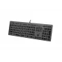 Teclado con cable A4Tech FX60H USB QWERTY – Full-Size 100%, retroiluminado blanco, gris, hub USB