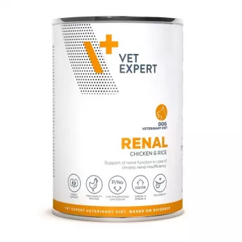 Alimento húmedo para perros VETEXPERT Renal Chicken 400 g — dieta veterinaria para perros con problemas renales, adulto, 77% humedad, 6,3% proteína