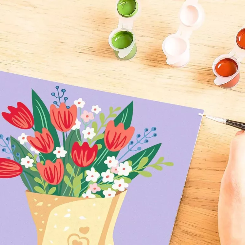 Set de pintar por números Ravensburger CreArt - cuadro ramo de tulipanes, modelo 25518