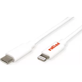 Cable de sincronización y carga USB ROLINE, Type-C / conector de 8 pines, blanco, 1 m