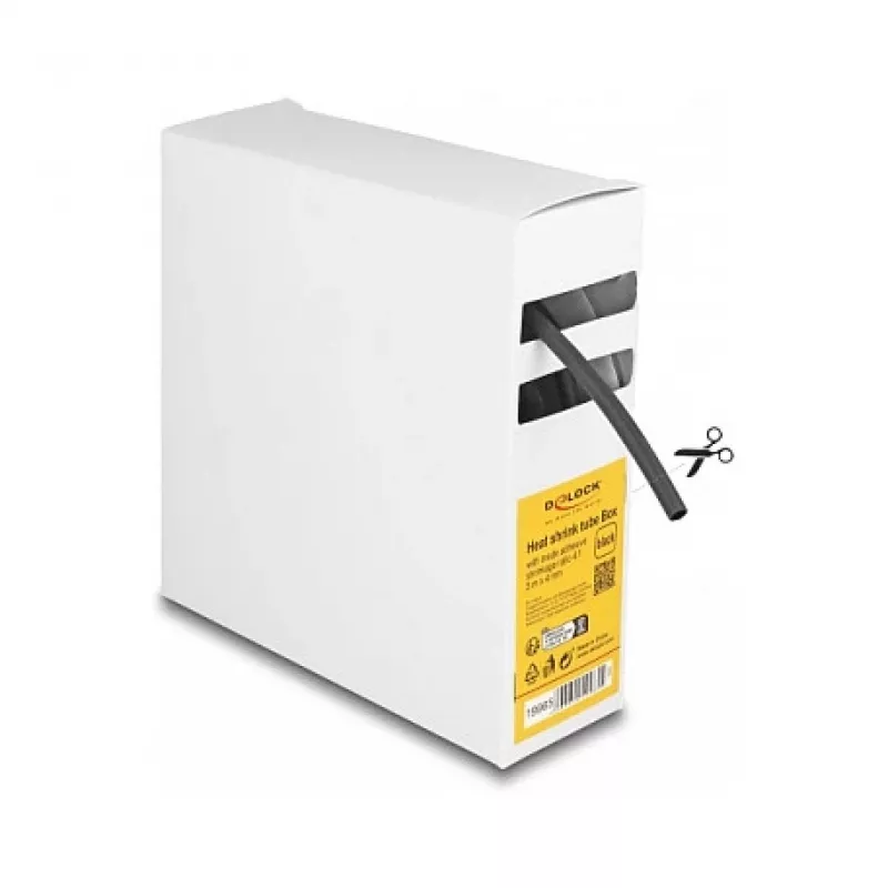 Tubo termorretráctil DeLOCK 19965 4:1 con adhesivo negro 5 m x 4 mm