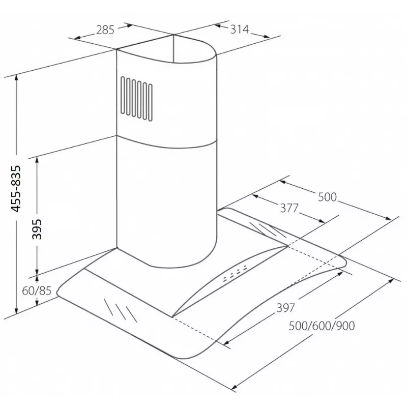 Campana de chimenea Akpo WK-4 Largo Eco 50 montaje en pared Negro