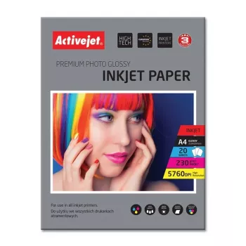 Papel fotográfico brillante ActiveJet AP4-230G20 A4, 230 g/m², 20 hojas