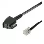 Wentronic Goobay Cable de conexión TAE-F (asignación de pines universal), negro, 15 m - conector macho TAE-F a conector macho RJ11/RJ14 (6P4C) (68538)