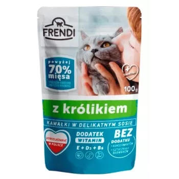 Comida húmeda para gatos Frendi Pieces en salsa con conejo — 100 g bolsa