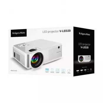 Proyector de tiro estándar kruger & matz V-LED20 Full HD 1080p, LED, relación de tiro 1,4:1, pantalla 15-150