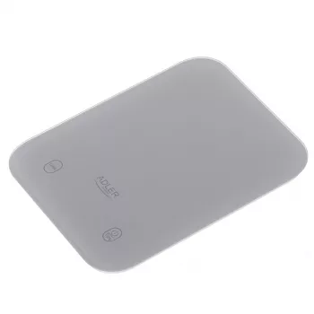 Báscula de cocina Adler AD 3181, vidrio templado, capacidad 10 kg, precisión 1 g, pantalla LCD, gris