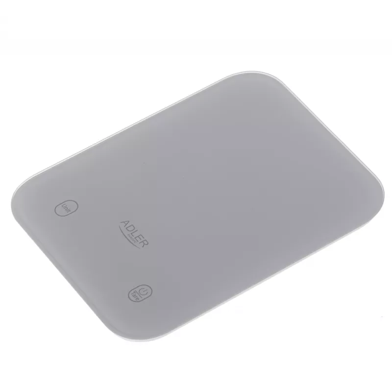 Báscula de cocina Adler AD 3181, vidrio templado, capacidad 10 kg, precisión 1 g, pantalla LCD, gris