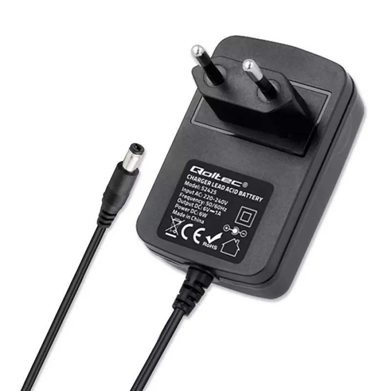 Cargador de baterías QOLTEC Charger AGM GEL STD 6V 1A para baterías de plomo-ácido de 6V, AGM y gel