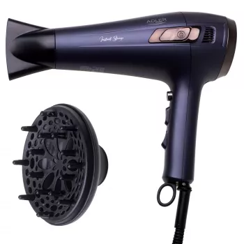 Secador de pelo con cable retráctil - 2400W + difusor Adler