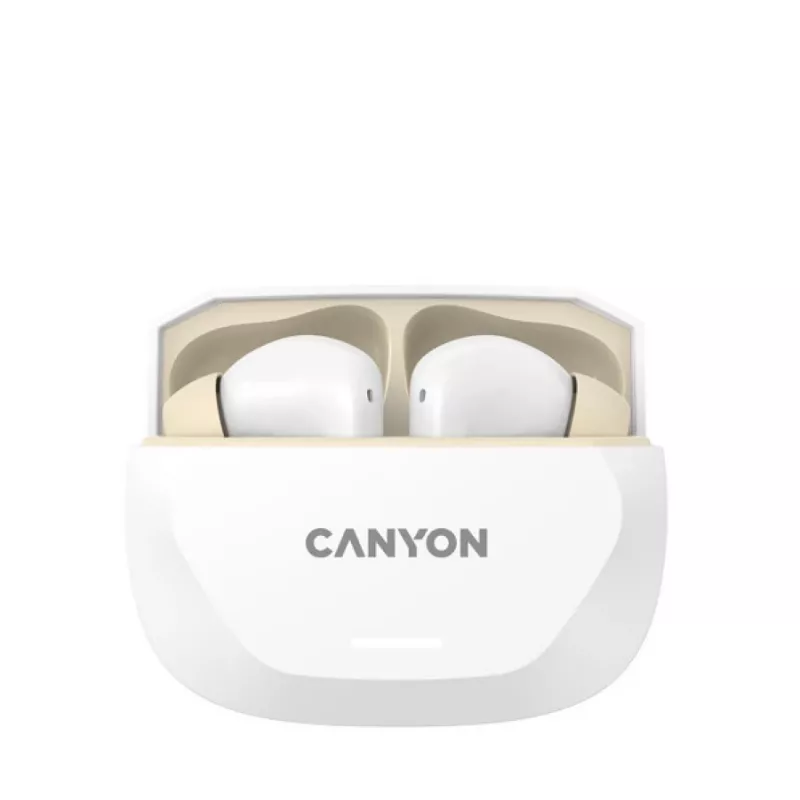 Auriculares CANYON HEXAGON 7 TWS ANC+ENC carga inalámbrica blanco beige