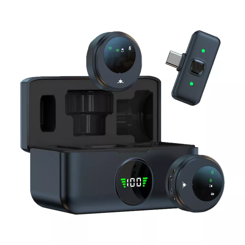 White Shark DSM-06 Tassa Micrófono de solapa inalámbrico, USB-C, negro