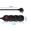 Alargador ESPERANZA ELK210K — cable 1,5 m, 3 tomas de corriente tipo E, conector en ángulo, interior, negro