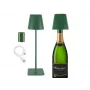 Beper P201UTP115 lámpara de mesa LED recargable, 1,5 W, interruptor táctil, regulable, adaptador para botella de 33 mm, resistente al agua, verde