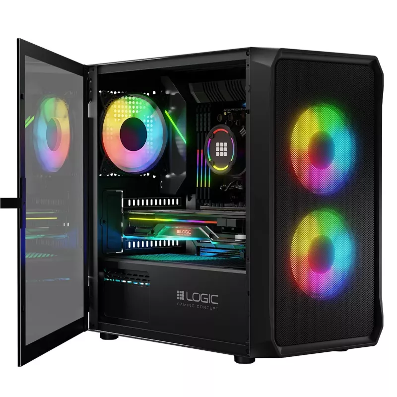 Carcasa de ordenador Logic Concept Portos Mini ARGB Micro ATX Negra
