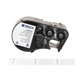 Brady, M4-90-427, vinilo autolaminante, blanco/transparente, 19,05 x 12,70(38,10) mm, permanente, para diámetro de cable de 4,00 - 8,10 mm (180 uds.) (170745)