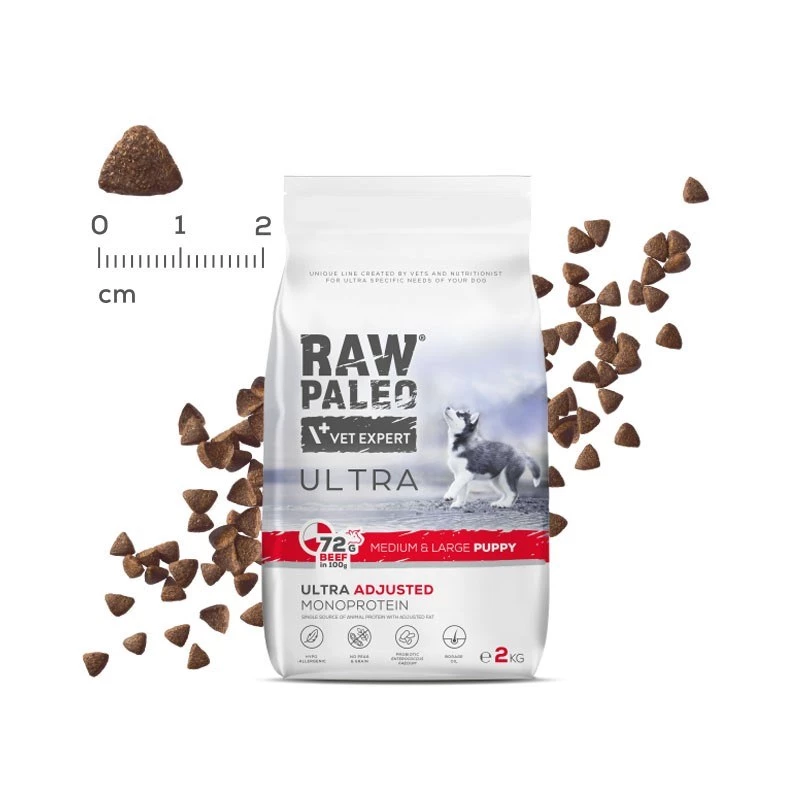 RAW PALEO Ultra Medium&Large Puppy Beef - comida seca para cachorros - 10 kg