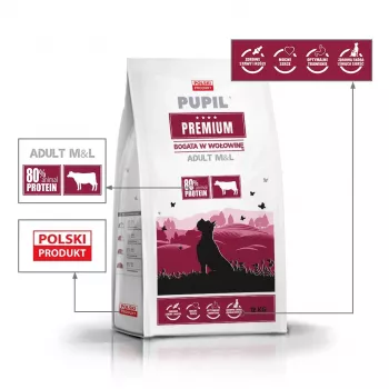 PUPIL Premium Razas medianas y grandes Rico en ternera - Pienso seco para perros - 12 kg