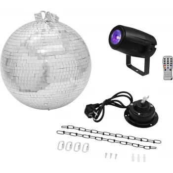 Set de bola de discoteca LED EUROLITE 20000562 — bola de espejos de 30 cm con motor e iluminación LED integrada