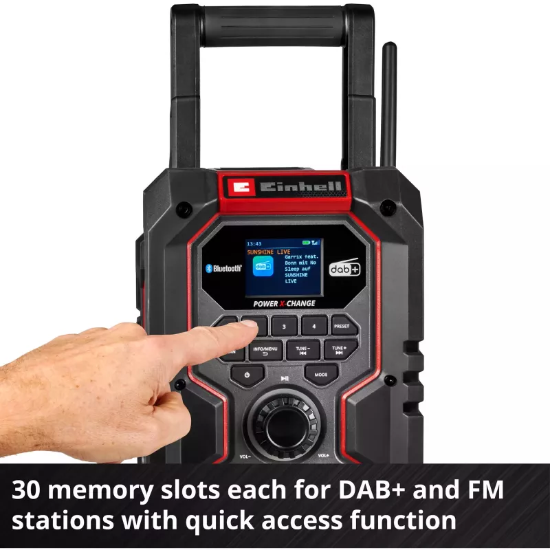 Radio portátil EINHELL TE-CR 18 Li DAB+ FM Bluetooth USB, a batería (compatible con TE-CR 18 Li)