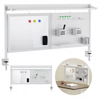 Separador de escritorio ergo office ER-301 W – panel de acero de 1116 mm de ancho con pizarra magnética, blanco, carga máx. 10 kg
