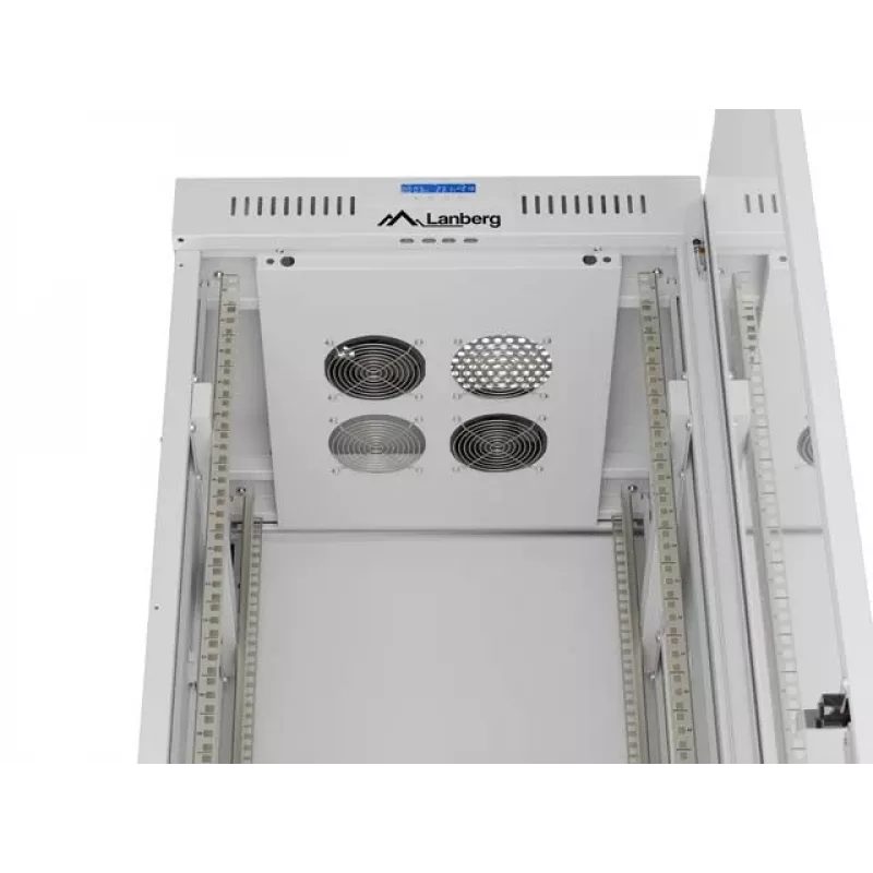 Armario rack de suelo LANBERG 19 pulgadas 42U 600×600 mm gris con puerta de cristal y LCD (flat pack)