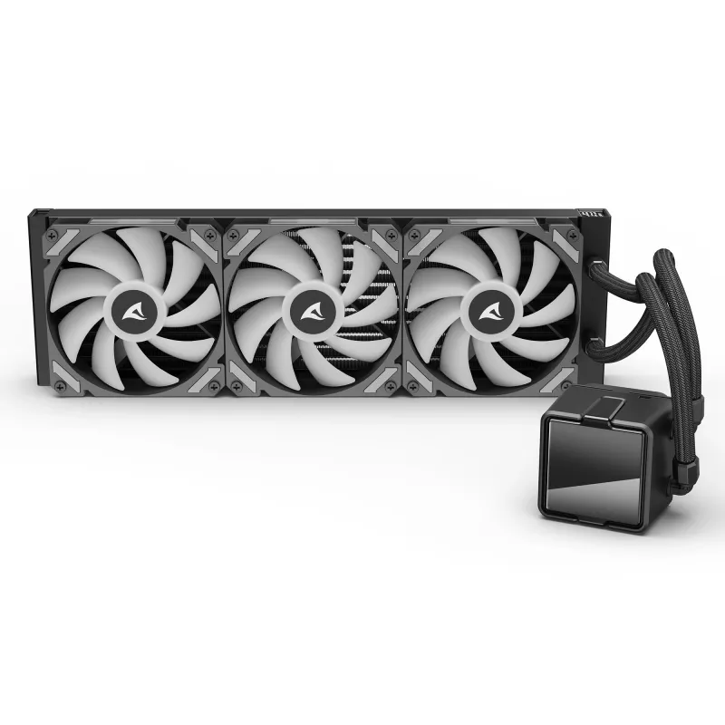 Refrigeración líquida todo en uno para CPU Sharkoon S60 ARGB – radiador de 360 mm, 3 ventiladores PWM de 120 mm, negro