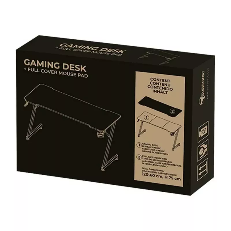 Mesa de ordenador Subsonic SA5706 negra recta PVC 120x60 cm