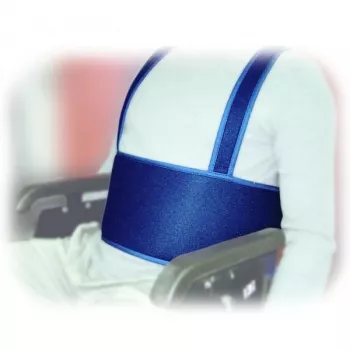 Cinturón estabilizador para silla de ruedas Aston Secuback Tipo 2 — cinturón abdominal de sujeción postural, textil, ajustable hasta 150 cm, 20 cm de ancho, azul