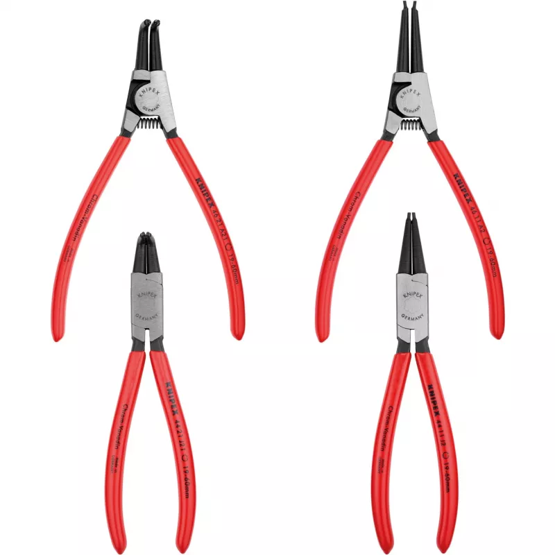 Knipex Juego de alicates para anillos de seguridad 4 piezas en bolsa enrollable 19-60mm