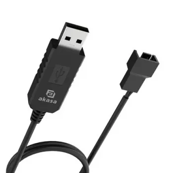 Cable convertidor de tensión DC Akasa AK-CBFA10-60BK de USB a ventilador de PC de 3 pines y 4 pines, 60 cm