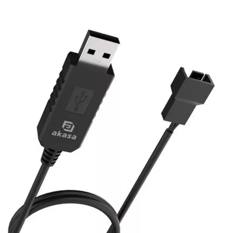 Cable convertidor de tensión DC Akasa AK-CBFA10-60BK de USB a ventilador de PC de 3 pines y 4 pines, 60 cm