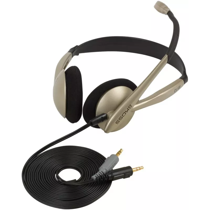 Koss CS100 auriculares de diadema con cable y micrófono, negro/dorado