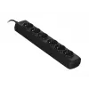 Regleta ActiveJet 6GNU - 3M - C, 6 tomas, tipo E, cable de 3 m, 10 A, negra