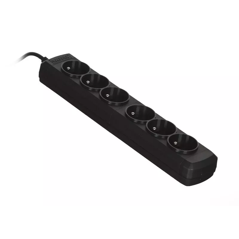 Regleta ActiveJet 6GNU - 3M - C, 6 tomas, tipo E, cable de 3 m, 10 A, negra