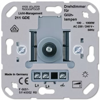 JUNG 211 GDE interruptor giratorio, acabado metálico, 230–240 V AC, 50 Hz