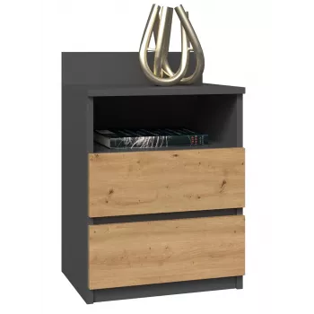 Mesita de noche top e shop M1 ANTRACYT/ARTISAN, roble, 2 cajones, 400×320×590 mm