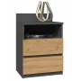 Top E Shop M1 ANTRACYT/ARTISAN mesita de noche, 2 cajones, roble