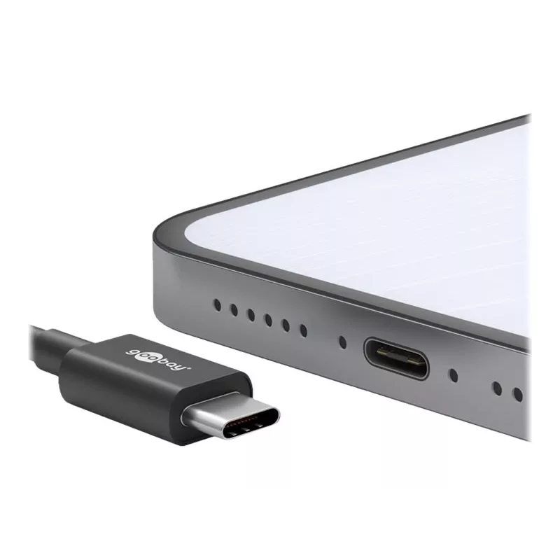 Wentronic goobay - Cable USB - USB-C (M) a USB-C (M) - USB 2.0 3 A - 0,5 m - negro (66316)