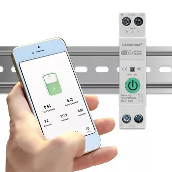 Relé WiFi para carril DIN QOLTEC 50881 — relé de conmutación de red 63A para instalaciones eléctricas
