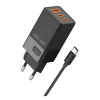 Adaptador de red Beline 2x USB-C 1x USB 65W cable USB-C negro/negro PD 3.0