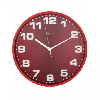 NeXtime Reloj 3053ro Dash Red, Ø35 cm, pared, rojo/plateado