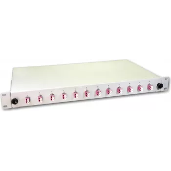 Caja de empalme de fibra óptica Lightwin, 24 fibras, 12x DLC multimodo, 50/125µm OM4 pigtail cajas de empalme (SPBOX 24G50 OM4 DLC)